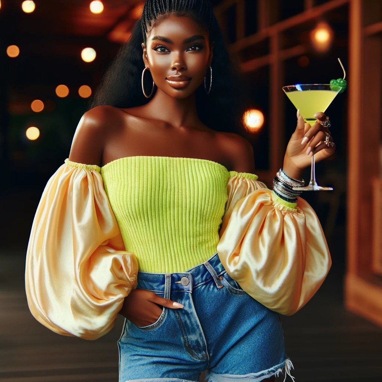 stylish, black woman- drink 